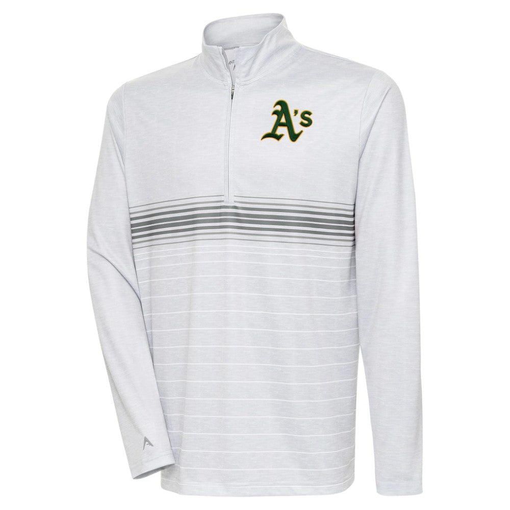 Athletics Antigua Bullseye Quarter-Zip Pullover Top - Heather Gray/Steel Pullover