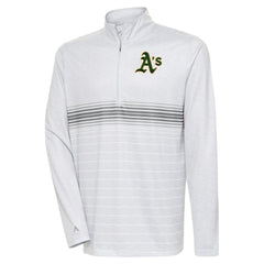 Athletics Antigua Bullseye Quarter-Zip Pullover Top - Heather Gray/Steel Pullover