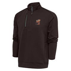 Cleveland Browns Antigua Team Logo Generation Quarter-Zip Pullover Jacket - Brown Pullover