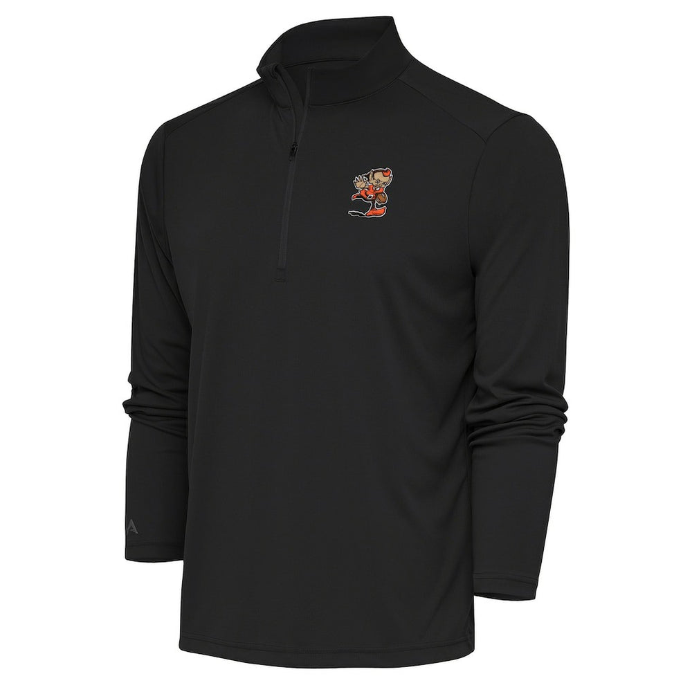 Cleveland Browns Antigua Team Logo Tribute Quarter-Zip Pullover Top - Charcoal Pullover