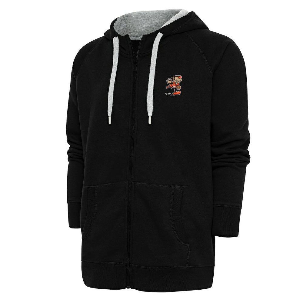 Cleveland Browns Antigua Team Logo Victory Full-Zip Hoodie - Black Hoodies