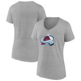 Colorado Avalanche Women's Primary Logo Team V-Neck T-Shirt - Heather Gray | US 5221154