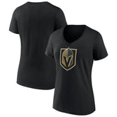 Vegas Golden Knights Women's Team Primary Logo V-Neck T-Shirt - Black | US 5221215