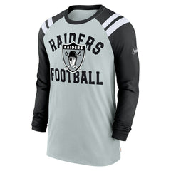 Las Vegas Raiders Classic Arc Raglan Tri-Blend Long Sleeve T-Shirt - Silver/Black T-shirts