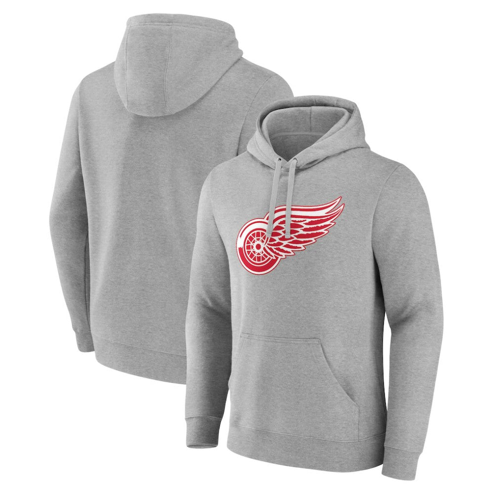 Detroit Red Wings Primary Team Logo Pullover Hoodie - Gray | US 5228612
