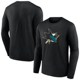 San Jose Sharks Primary Logo Team Long Sleeve T-Shirt - Black | US 5228859