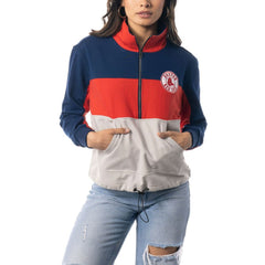 Boston Red Sox The Wild Collective Women's Color Block Half-Zip Jacket - Navy/Red Jackets