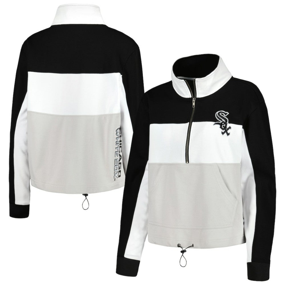 Chicago White Sox The Wild Collective Women's Color Block Half-Zip Jacket - Black/White Jackets