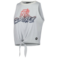 Atlanta Braves The Wild Collective Women's Twisted Tie Front Tank Top - White Tanks