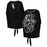 Chicago White Sox The Wild Collective Women's Twisted Tie Front Tank Top - Black Tanks