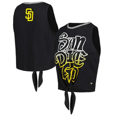 San Diego Padres The Wild Collective Women's Twisted Tie Front Tank Top - Black Tanks