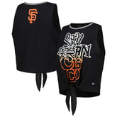 San Francisco Giants The Wild Collective Women's Twisted Tie Front Tank Top - Black Tanks
