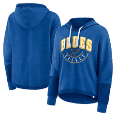 St. Louis Blues Fanatics Women's Lux Lounge Helmet Arch Pullover Hoodie - Heather Blue | US 5229595