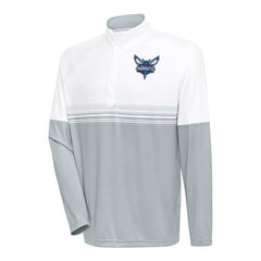 Charlotte Hornets Antigua Bender Quarter-Zip Pullover Top White/Gray