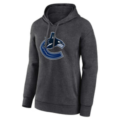 Vancouver Canucks Women's Primary Logo Pullover Hoodie - Charcoal | US 5231761