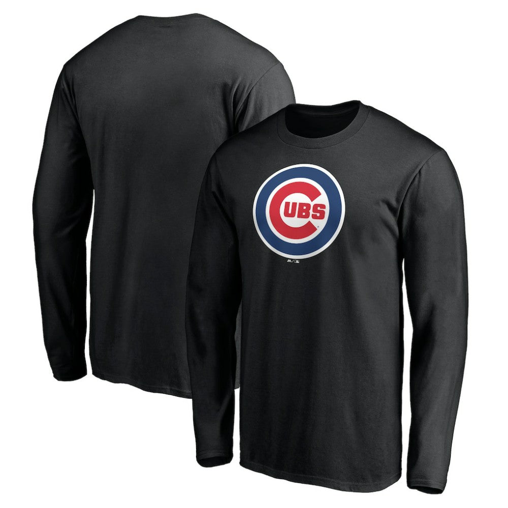 Chicago Cubs Official Team Logo Long Sleeve T-Shirt - Black T-shirts