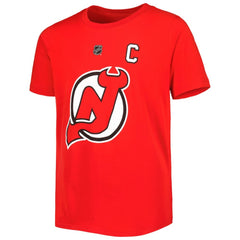 Nico Hischier New Jersey Devils Youth Player Name & Number T-Shirt - Red | US 5232959