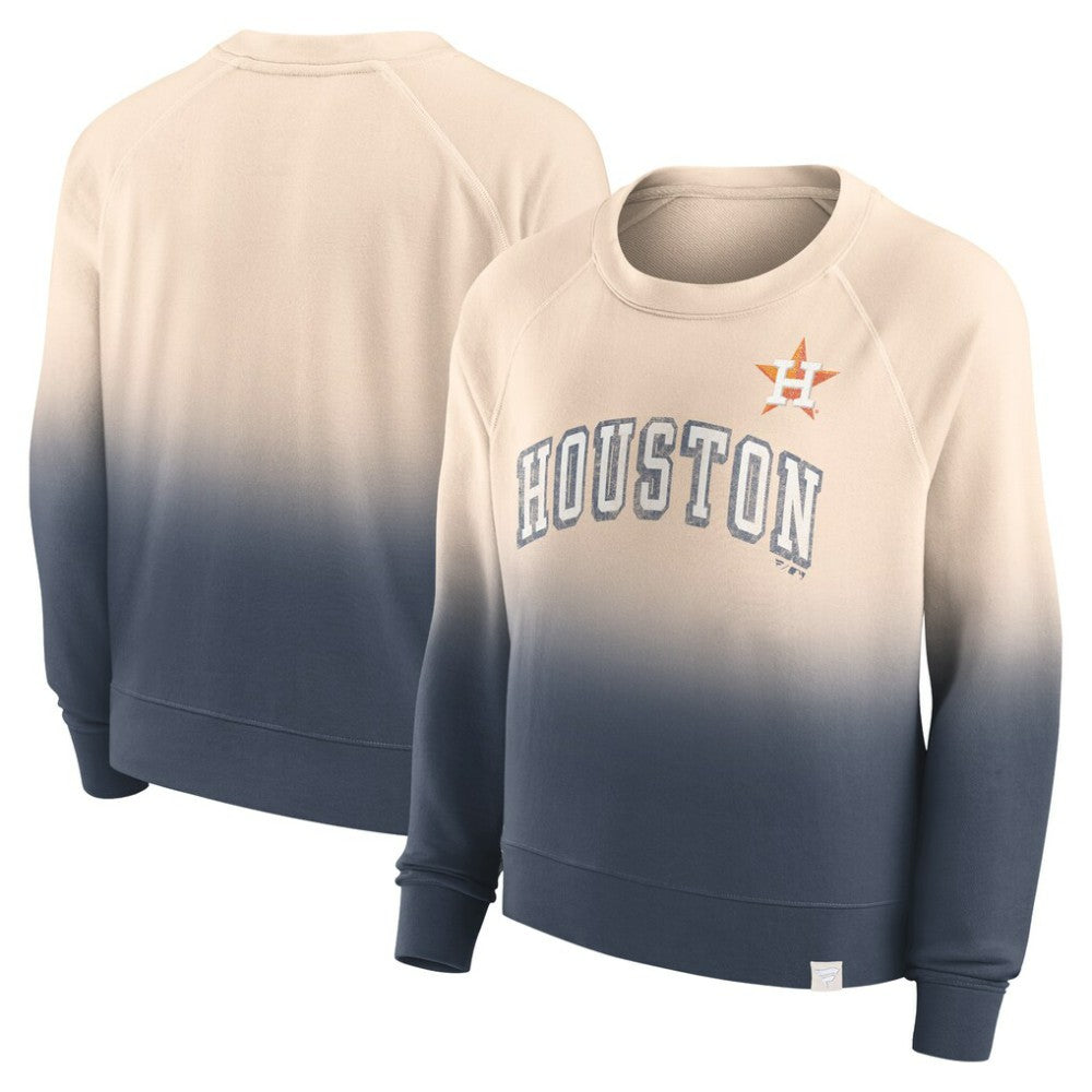 Houston Astros Fanatics Women's Luxe Lounge Arch Raglan Pullover Sweatshirt - Tan/Navy Pullover