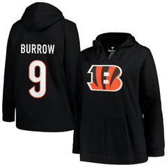 Joe Burrow Cincinnati Bengals Profile Women's Plus Size Player Name & Number Pullover Hoodie - Black Hoodies
