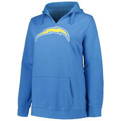 Justin Herbert Los Angeles Chargers Profile Women's Plus Size Player Name & Number Pullover Hoodie - Powder Blue Hoodies