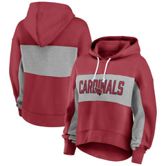 Arizona Cardinals Women's Filled Stat Sheet Lighweight Modest Crop Hoodie - Cardinal Hoodies