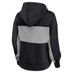 New Orleans Saints Women's Filled Stat Sheet Lighweight Modest Crop Hoodie - Black Hoodies