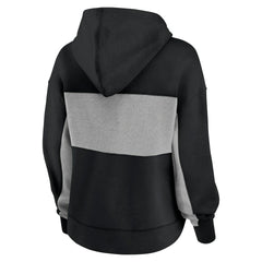 Carolina Panthers Women's Filled Stat Sheet Lighweight Modest Crop Hoodie - Black Hoodies