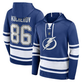 Nikita Kucherov Tampa Bay Lightning Fanatics Name & Number Lace-Up Pullover Hoodie - Blue | US 5234226