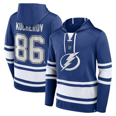Nikita Kucherov Tampa Bay Lightning Fanatics Name & Number Lace-Up Pullover Hoodie - Blue | US 5234226