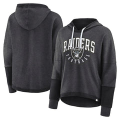 Las Vegas Raiders Women's Lightewight Modest Crop Lounge Helmet Arch Pullover Hoodie - Charcoal Hoodies