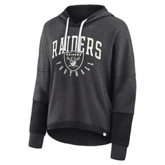 Las Vegas Raiders Women's Lightewight Modest Crop Lounge Helmet Arch Pullover Hoodie - Charcoal Hoodies