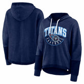 Tennessee Titans Women's Lightewight Modest Crop Lounge Helmet Arch Pullover Hoodie - Navy Hoodies