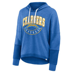 Los Angeles Chargers Women's Lightewight Modest Crop Lounge Helmet Arch Pullover Hoodie - Powder Blue Hoodies