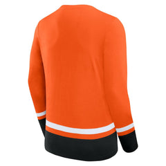 Philadelphia Flyers Fanatics Back Pass Lace-Up Long Sleeve T-Shirt - Orange | US 5237179