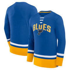 St. Louis Blues Fanatics Back Pass Lace-Up Long Sleeve T-Shirt - Blue | US 5237182