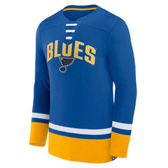 St. Louis Blues Fanatics Back Pass Lace-Up Long Sleeve T-Shirt - Blue | US 5237182