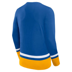 St. Louis Blues Fanatics Back Pass Lace-Up Long Sleeve T-Shirt - Blue | US 5237182