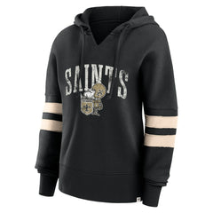 New Orleans Saints Women's Bold Move Dolman V-Neck Hip HIp Hoodie - Black Hoodies