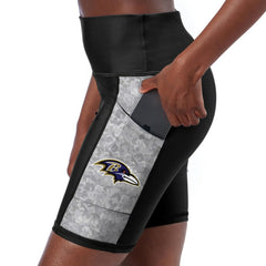 Baltimore Ravens Certo Women's High Waist Logo Two-Pocket Biker Shorts - Black Shorts