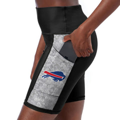 Buffalo Bills Certo Women's High Waist Logo Two-Pocket Biker Shorts - Black Shorts