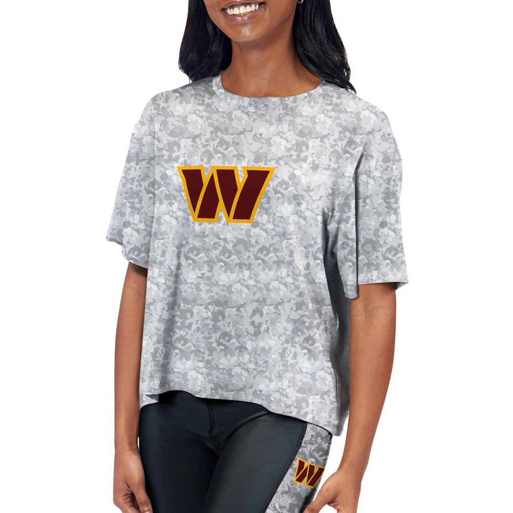 Washington Commanders Certo Women's Cropped Turnout T-Shirt - Gray T-shirts