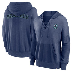 Seattle Kraken Fanatics Women's Breakout Lace-Up Pullover Hoodie - Navy | US 5241734