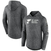 St. Louis Blues Fanatics Stacked Long Sleeve Hoodie T-Shirt - Heather Charcoal | US 5242319