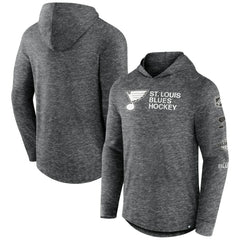 St. Louis Blues Fanatics Stacked Long Sleeve Hoodie T-Shirt - Heather Charcoal | US 5242319