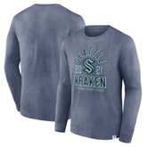 Seattle Kraken Fanatics Keep The Zone Long Sleeve T-Shirt - Heather Deep Sea Blue | US 5242381