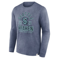 Seattle Kraken Fanatics Keep The Zone Long Sleeve T-Shirt - Heather Deep Sea Blue | US 5242381