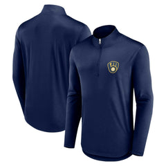 Milwaukee Brewers Fanatics Quarterback Quarter-Zip Top - Navy Tops