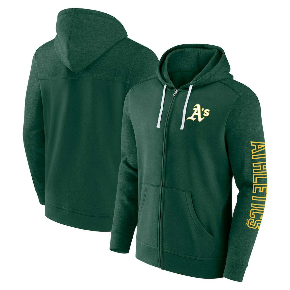 Athletics Fanatics Offensive Line Up Lightweight Full-Zip Hoodie - Green Hoodies