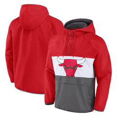 Chicago Bulls Anorak Flagrant Foul Color-Block Raglan Hoodie Half-Zip Jacket Red/Gray - Fanatics