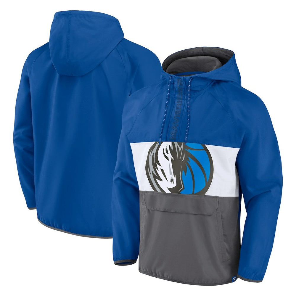 Dallas Mavericks Anorak Flagrant Foul Color-Block Raglan Hoodie Half-Zip Jacket Blue/Gray - Fanatics outlet